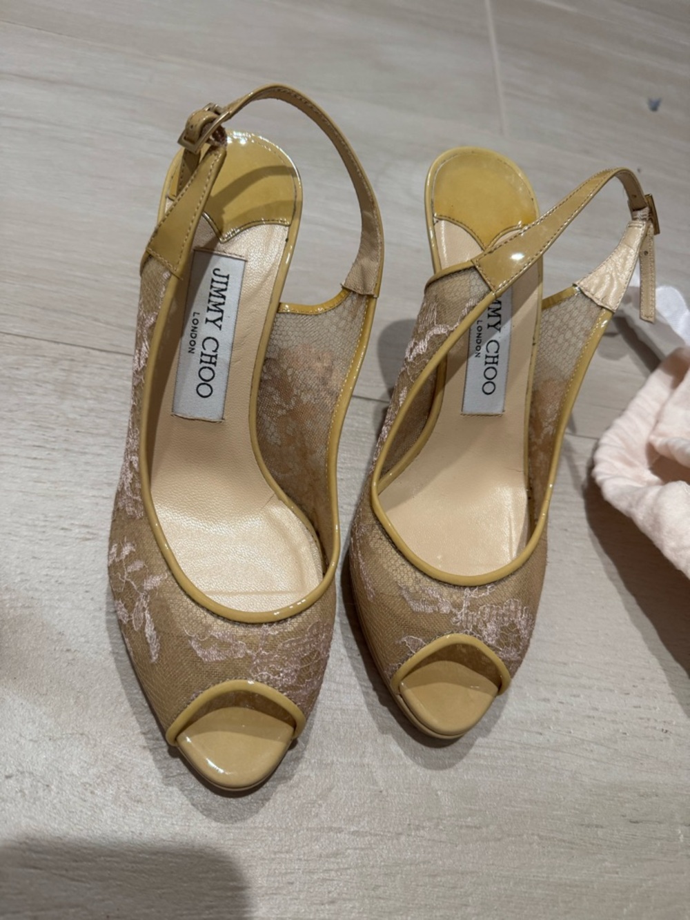 Jimmy Choo size 6 nude Lacey heels.